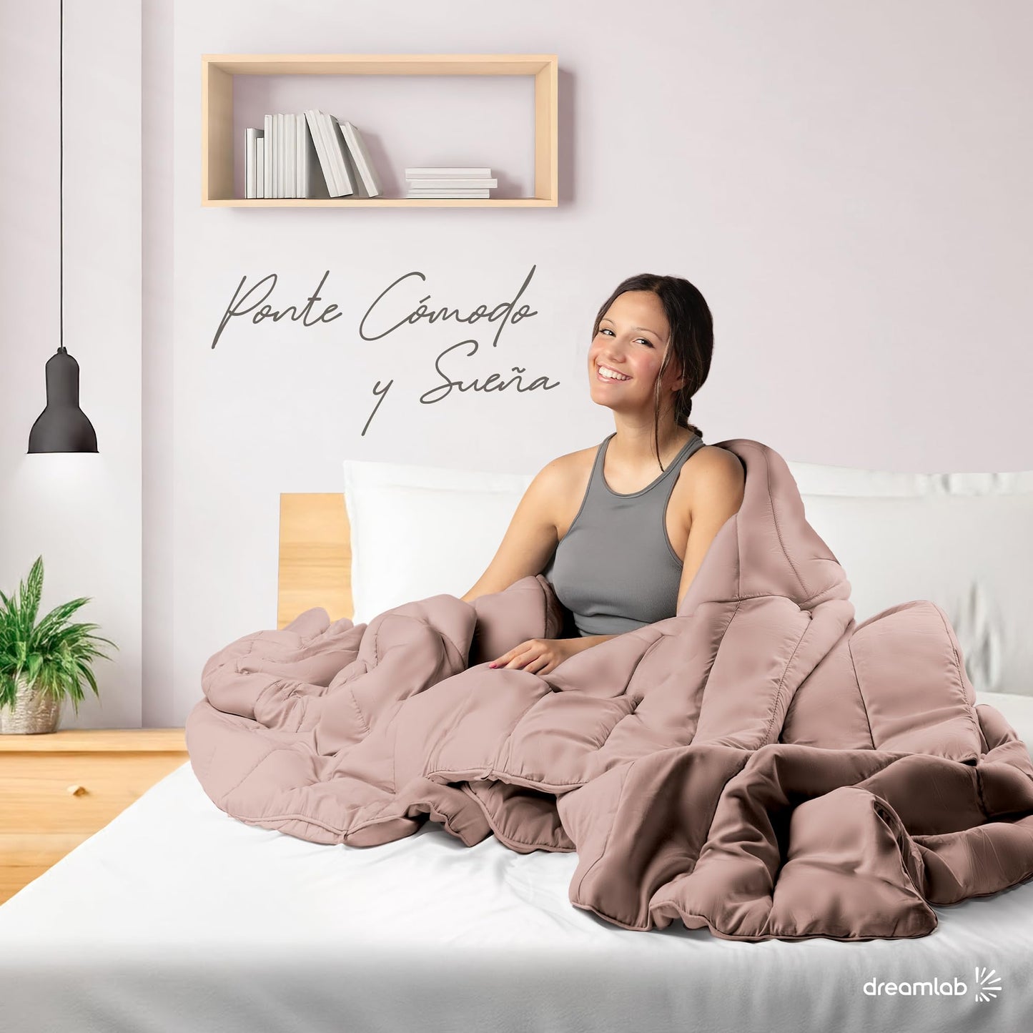 Edredón Acolchado Dreamlab Rosa Palo Hipoalergénico para Toda Estación Matrimonial