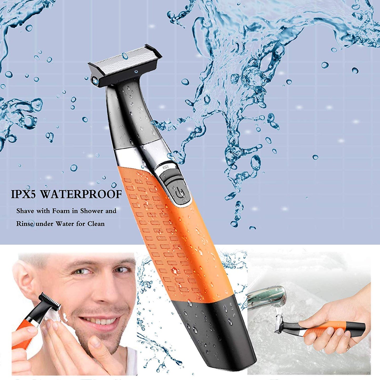 Afeitadoras eléctricas, recortadoras de barba para hombres, resistente al agua para el cuidado de la barba, sin cables USB recargable y removedor de pelo para cejas, barba facial y pelo corporal para hombres y mujeres