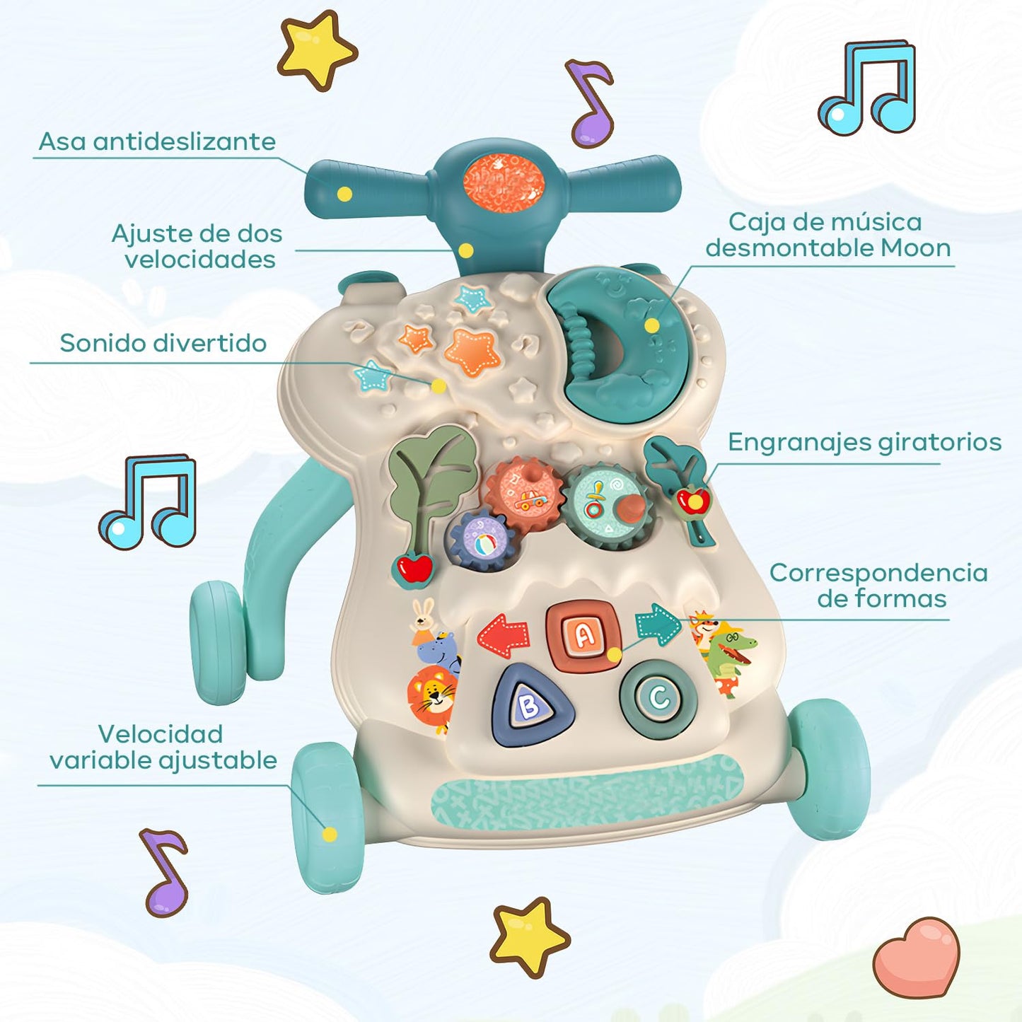Hisemy Mesa Centro de actividades Musical para Bebe, Panel de Juego Extraíble Multifuncional, Juguete de Aprendizaje Musical para Bebés,Regalo para Niños y Niñas (A:Verde)