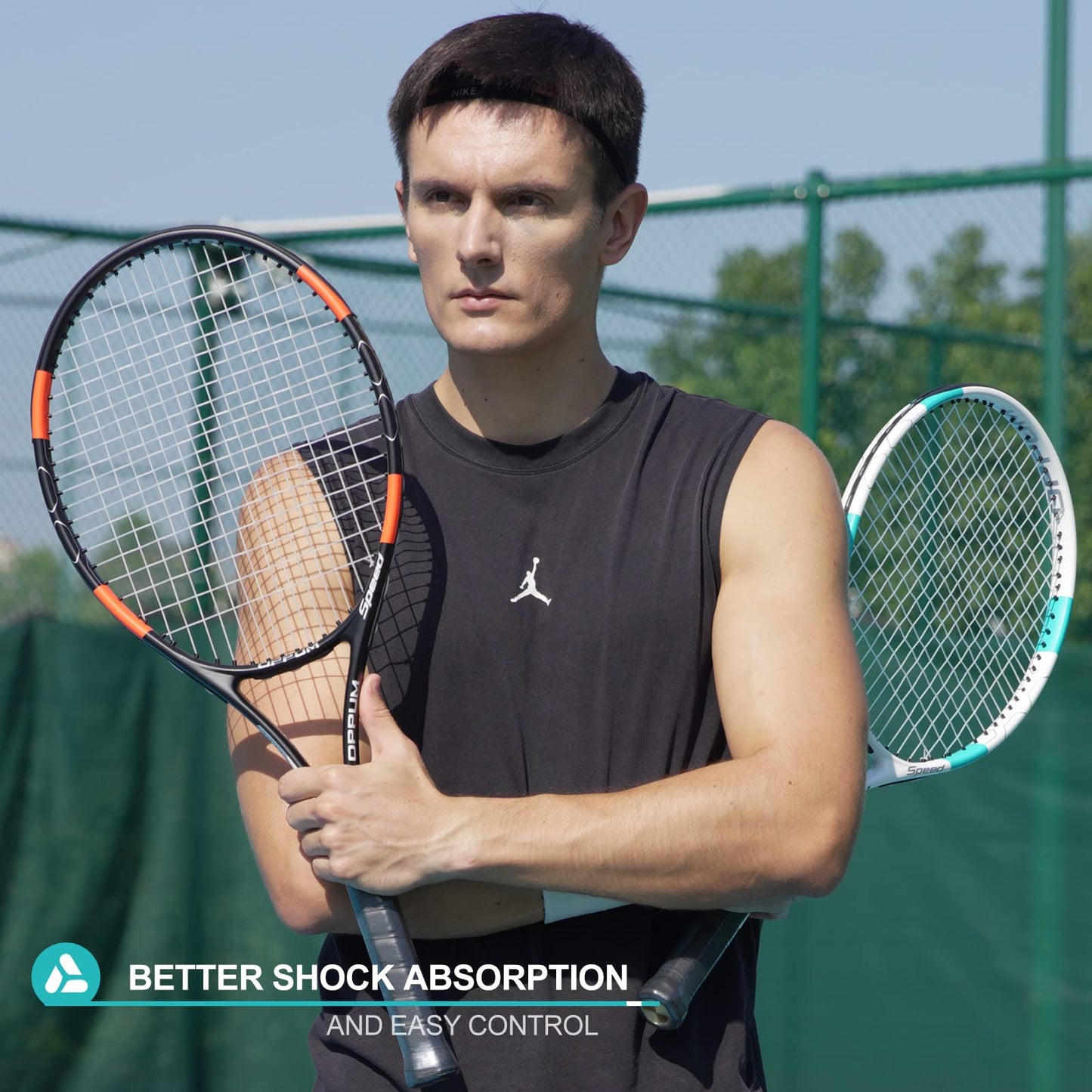 Raquetas de Tenis OPPUM Blancas Profesionales de 27 Pulgadas para Jugadores Principiantes e Intermedios