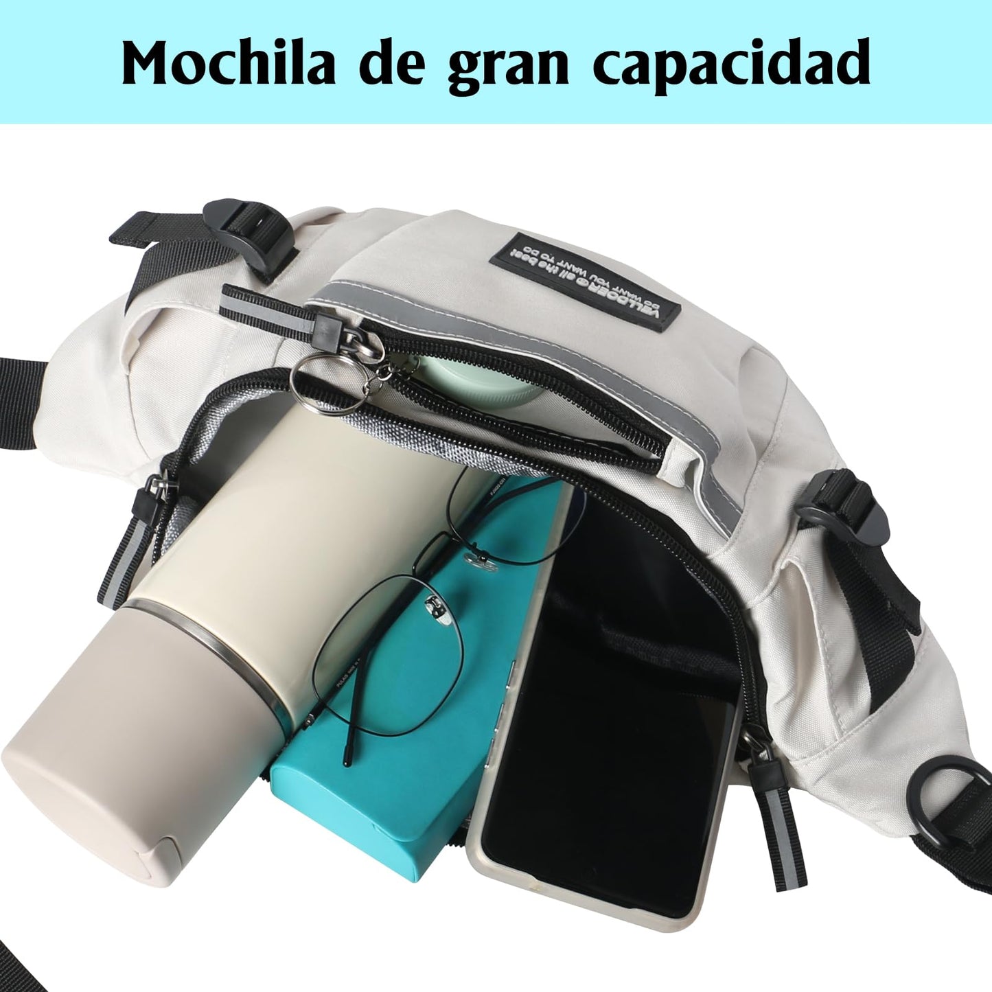 EUARD Riñonera Unisex Resistente al Agua con Correa Ajustable - Bolsa Bandolera Multibolsillos para Viajes, Senderismo, Running y Uso Diario - Ideal para Hombres y Mujeres((Blanco)