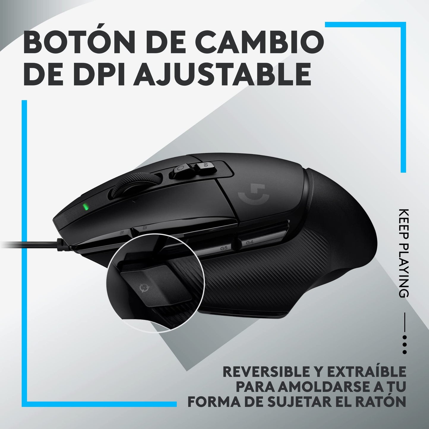 Logitech G502 X Mouse con Cable para Gaming - Interruptores primarios ópticos/mecánicos híbridos LIGHTFORCE, Sensor de Gaming Hero 25K, Compatible con PC - macOS/Windows - Negro