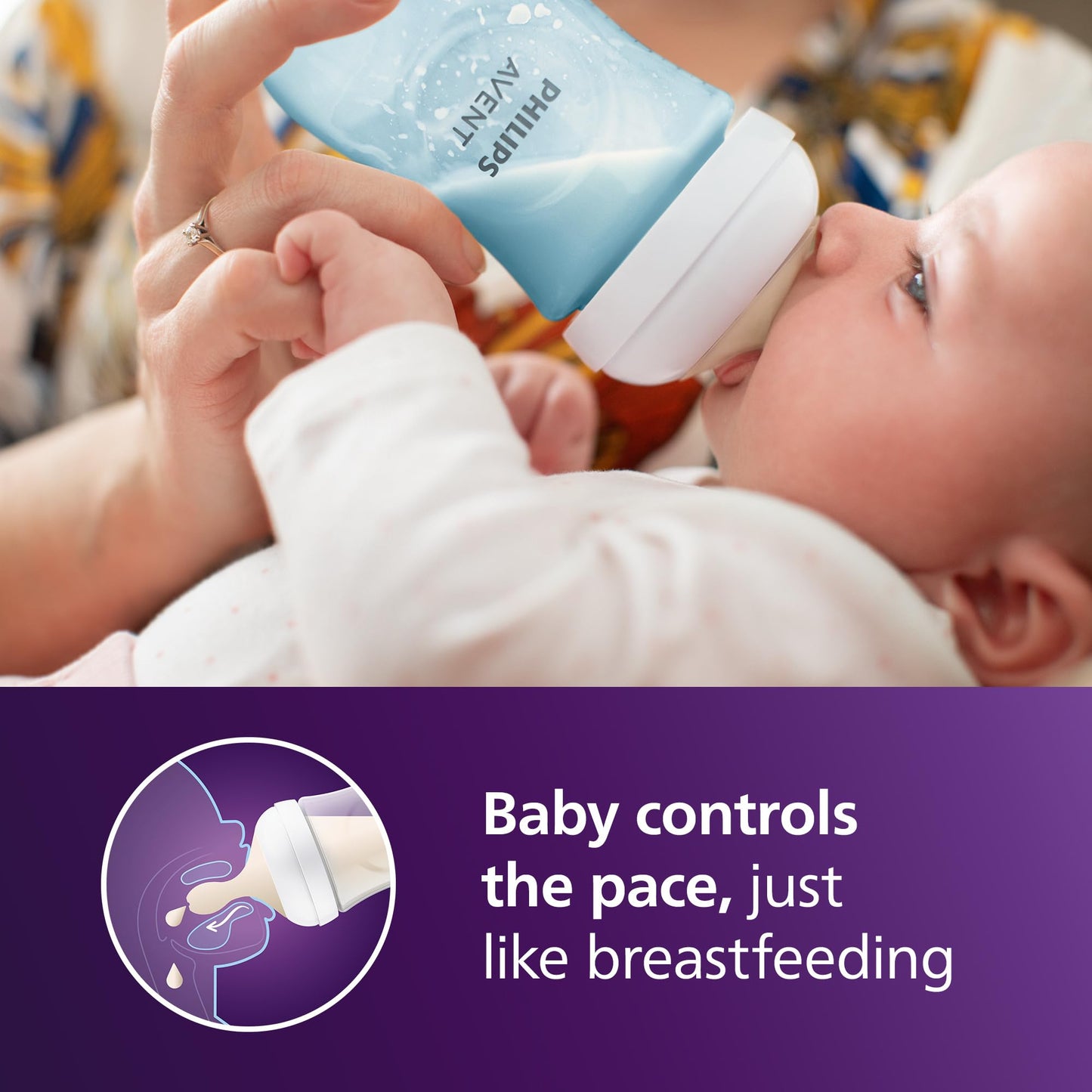 Biberón Philips Avent Azul con Válvula Anticólicos Natural Response 9 oz Flujo Medio 4 Piezas