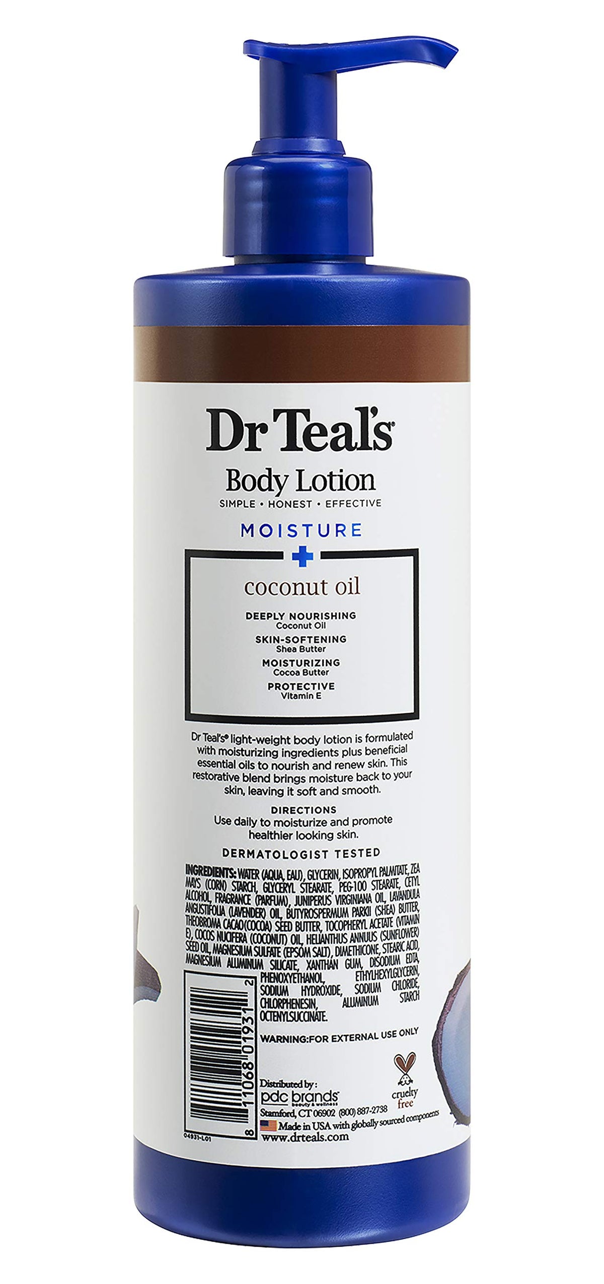 Dr Teal's Body Lotion - Moisture Plus - Coconut Oil & Essential Oils, 18 Fl Oz 2-Pack (36 Fl Oz)