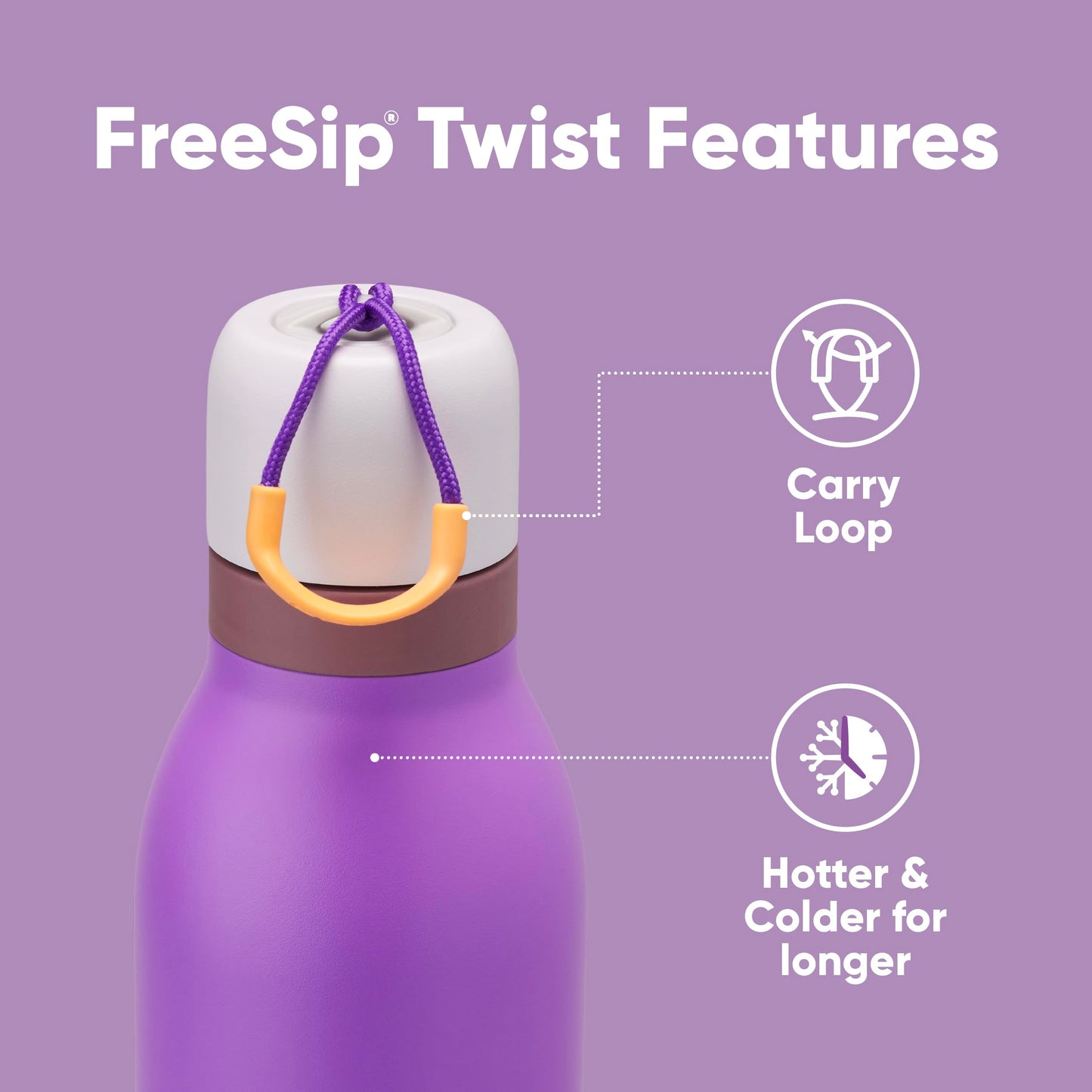Botella de Agua Owala FreeSip Morada con Popote de Acero Inoxidable para Deportes y Viajes
