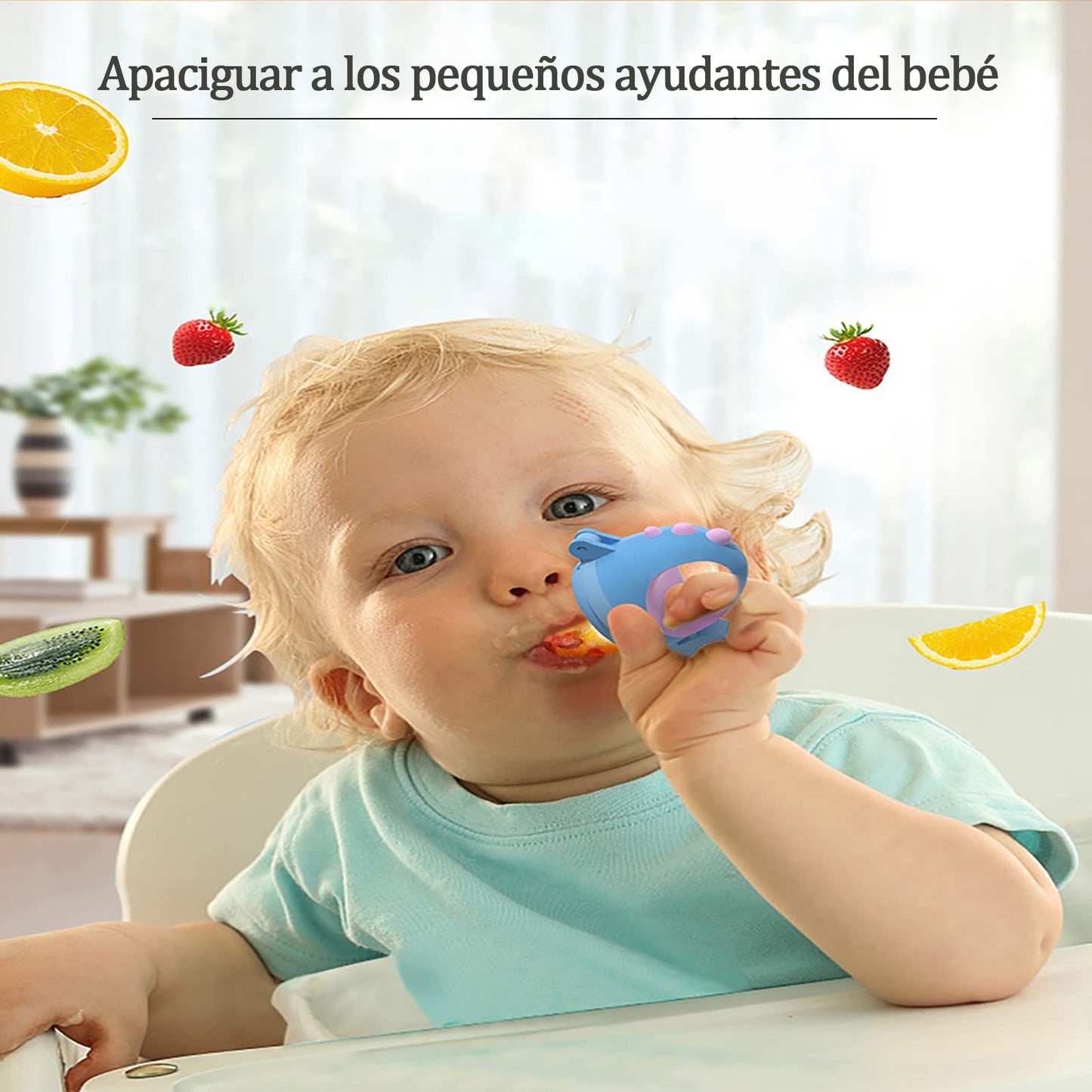 Baby Food Feeder Juego, Chupón para frutas Fruta Y Papilla con Seguro Y Tapa, Chupón Alimentador para Bebé. Chupones/Chupetes Ergonómicos para Frutas. Chupete de silicona 3 Piezas Tamaños S M L