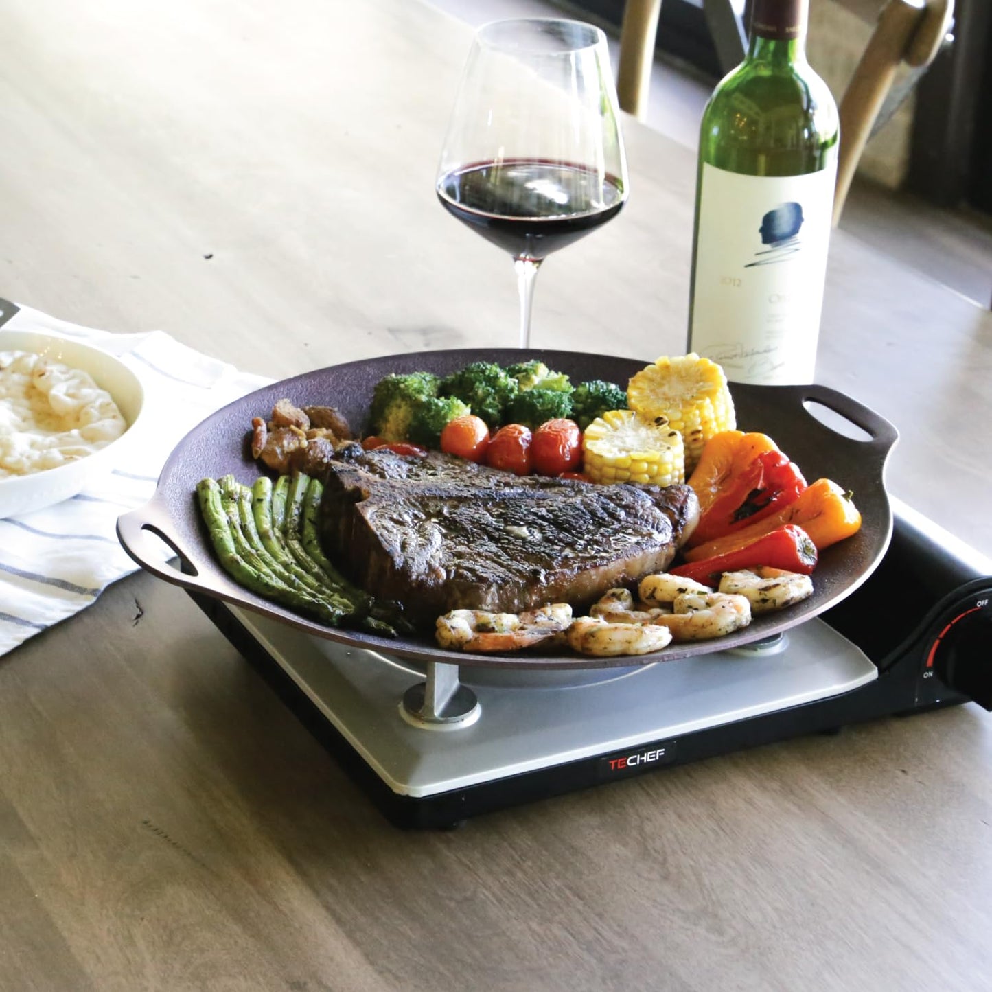Sartén Redonda Antiadhesiva TEchef 14 Pulgadas para Barbacoa Coreana y Teppanyaki