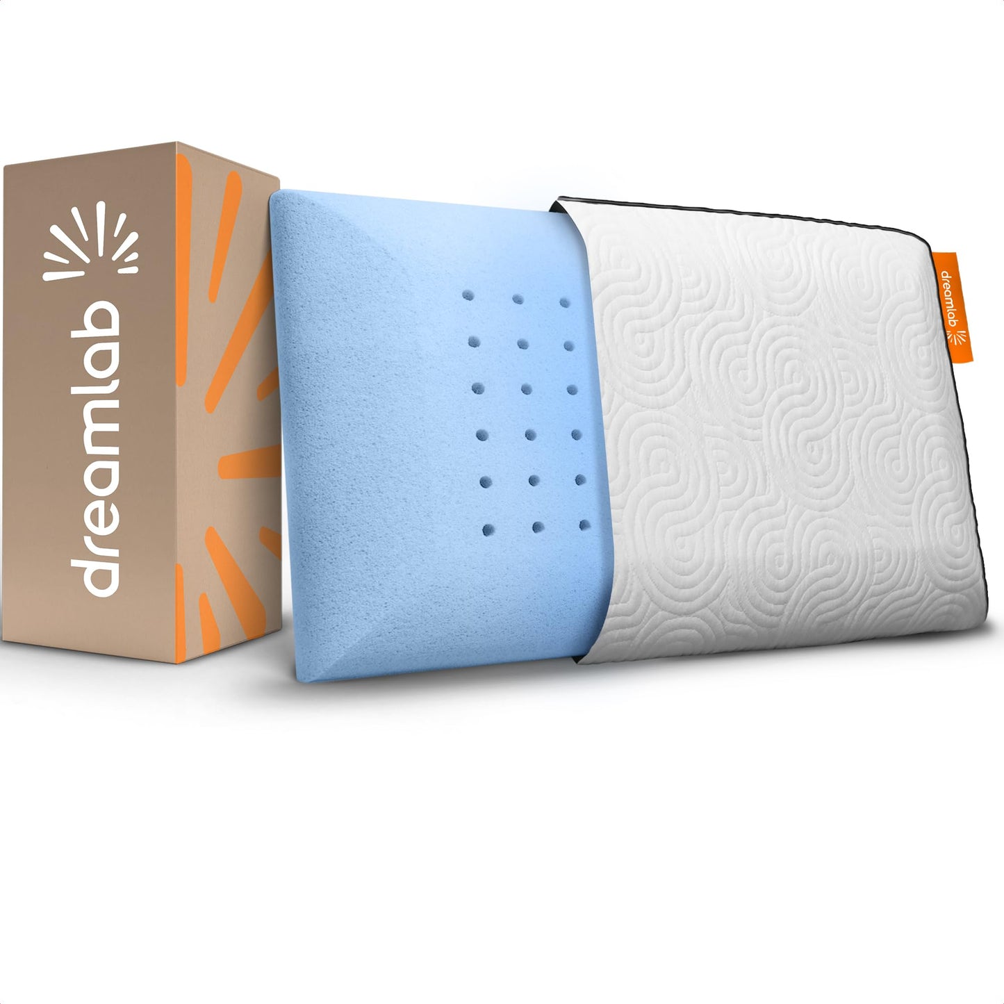 Almohada Dreamlab Azul Gel de Memory Foam con Funda de Bambú Hipoalergénica Firme Medio Tamaño Estándar