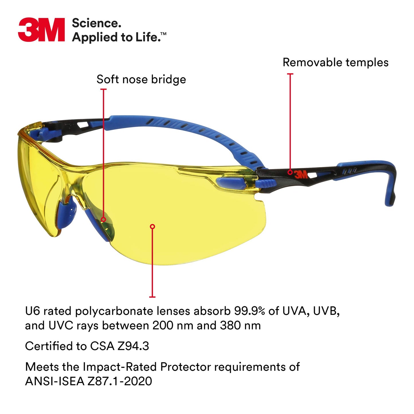 Lentes Protectores 3M Solus Negro Azul con Revestimiento Antivaho Scotchgard