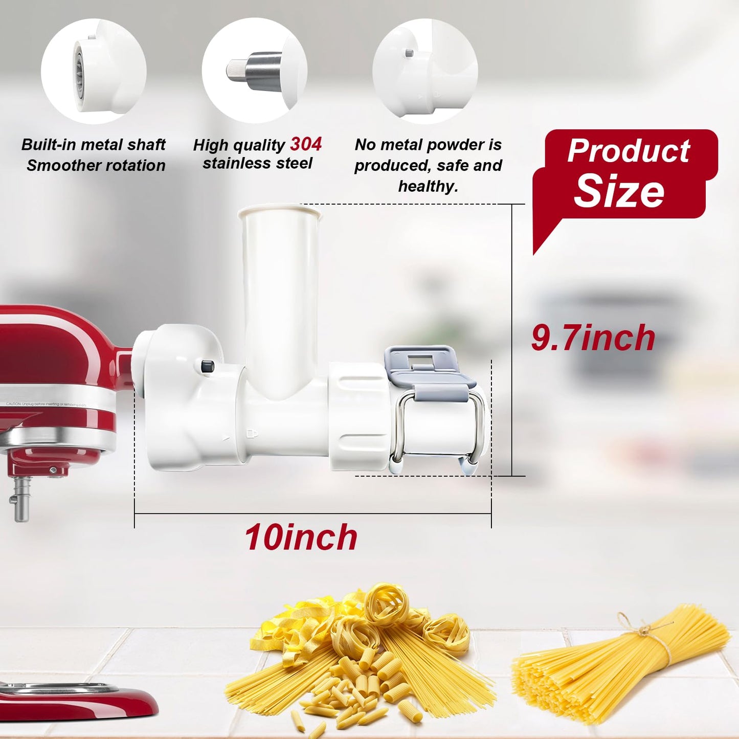 Accesorio de Prensa de Pasta KitchenAid de Alimento Lavable para Batidoras de Pie con 6 Formas de Salida