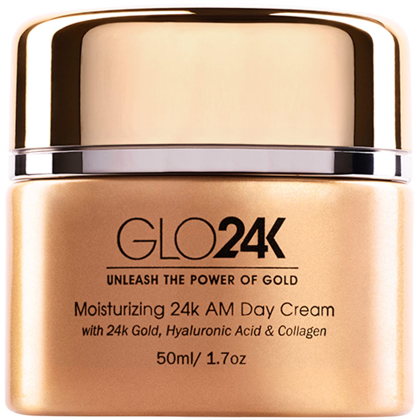 GLO24K Crema de día hidratante con oro de 24 k, antienvejecimiento con vitaminas, ácido hialurónico, colágeno