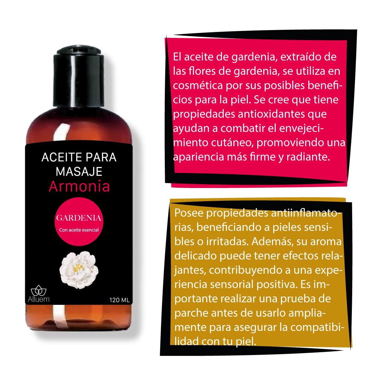 Aceite Para Masajes Alluem Gardenia Grado Terapéutico