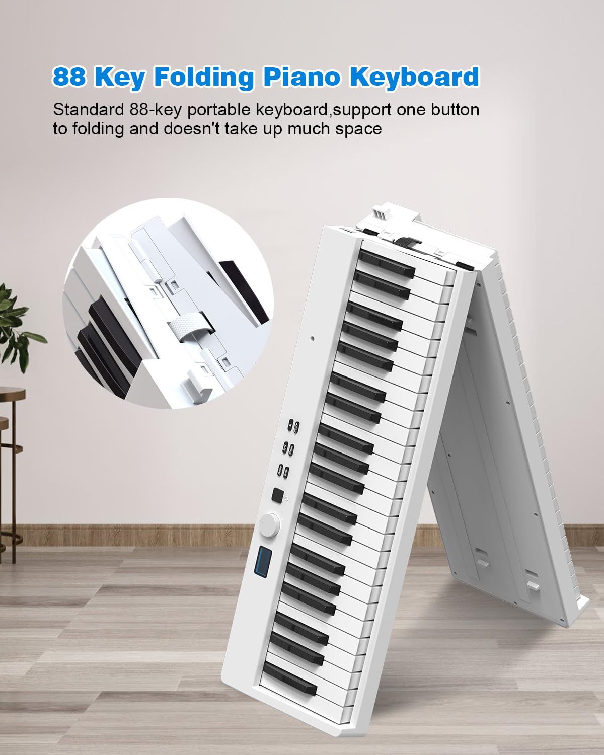 Teclado de Piano OYAYO Negro Plegable 88 Teclas para Principiantes