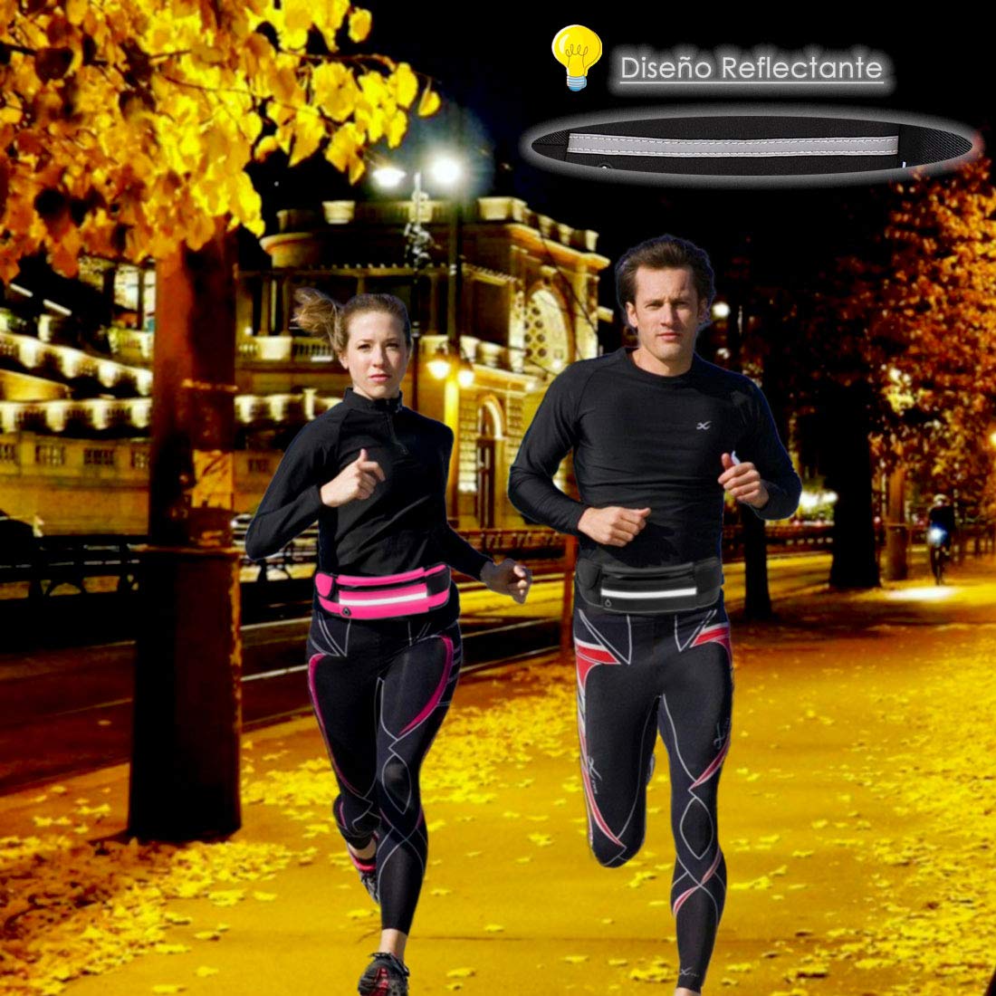 DQST Cangurera Deportiva, Bolsa Deportiva con Cinturón Elastic y Bolsillos de Auricular y Llaves, Riñoneras Deportivas de Hombres y Mujeres para Correr, Ciclismo, Gimnasio(1 pack)