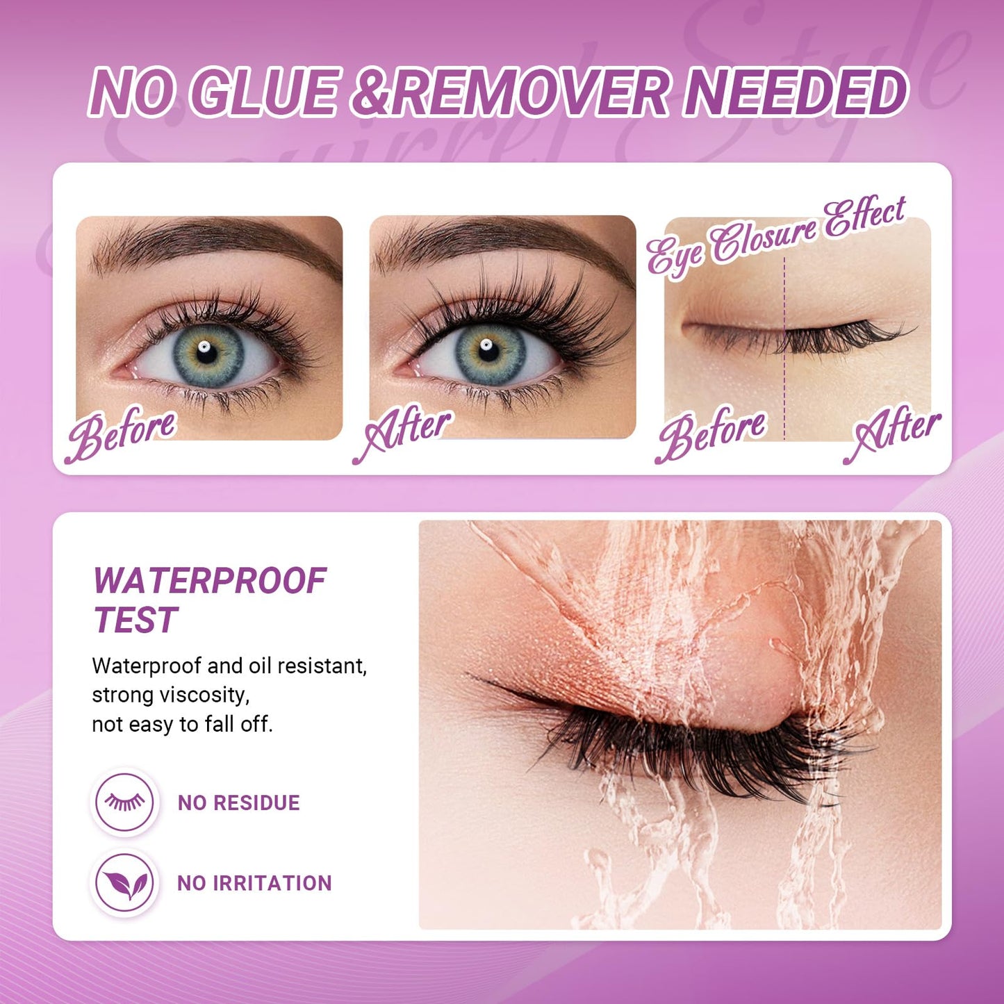 NAGARAKU Grupos De Pestañas Autoadhesivos Para 48 Pcs No Necesita Pegamento Ni Removedor Presión En Un Solo Paso Pestañas Reutilizables Prepegadas En Casa Estilo Ardilla (SA-19, 0.07 C Curl 12-14mm)