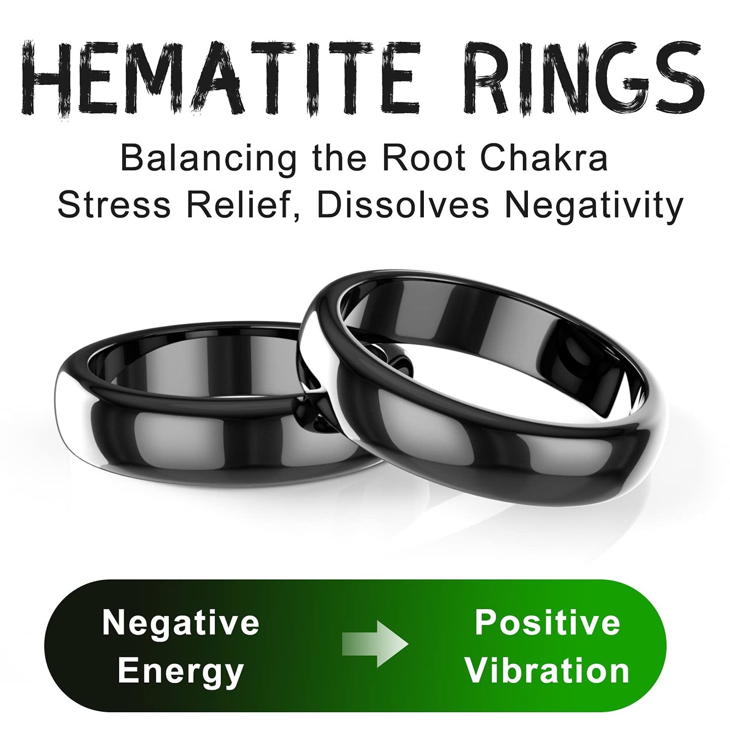 Anillo de Hematita Unisex Genuinas Piedras Magnéticas Curativas para Mujeres y Hombres