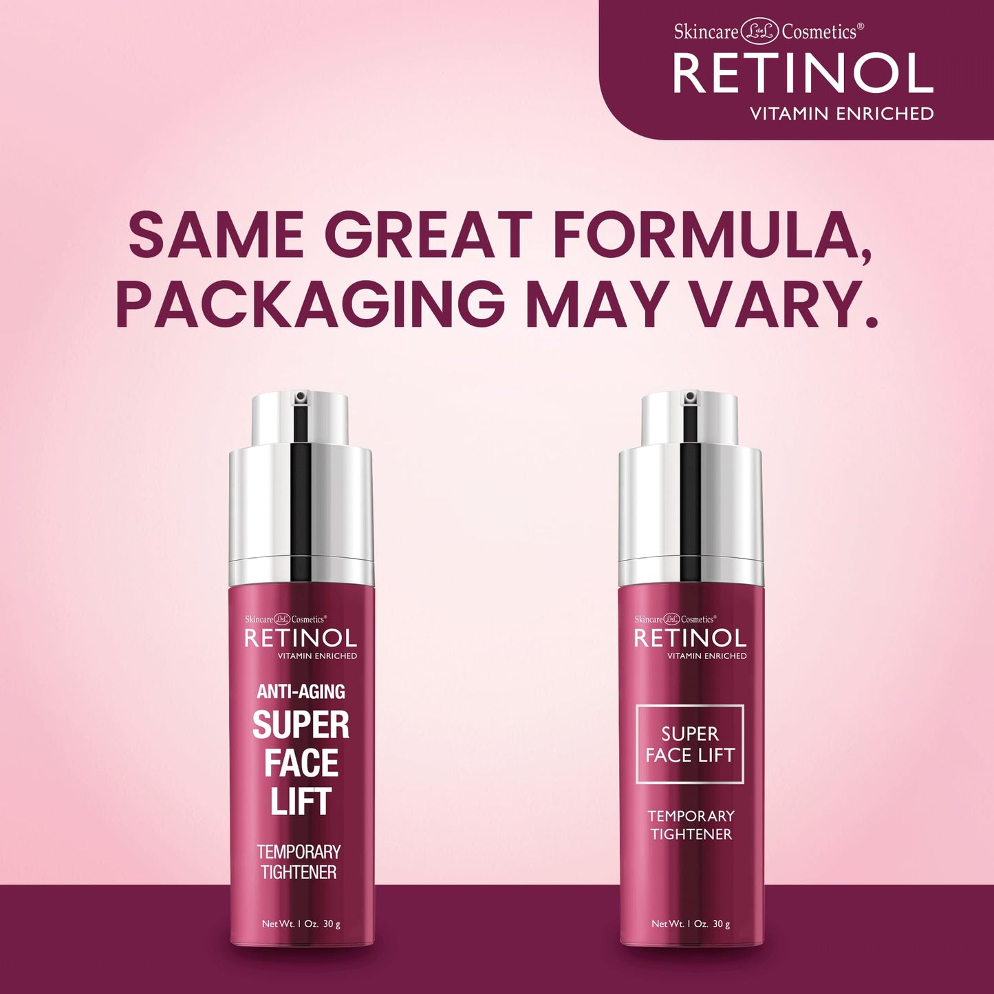 Retinol Super Face Lift – Firme visiblemente y aprieta para un aspecto más joven y elevado. Impregnado con retinol, vitaminas C y E, esta mezcla reafirmante es una belleza "rápida fijación"