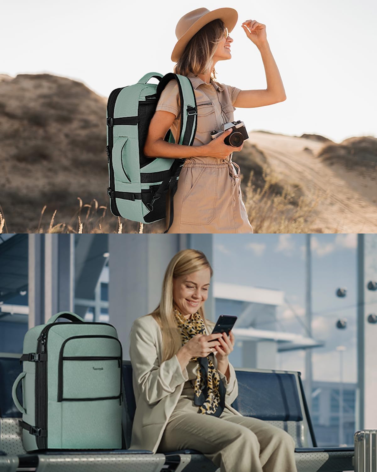 Bolsa de Viaje Vancropak Cian Grande Expandible Resistente al Agua para Hombre y Mujer