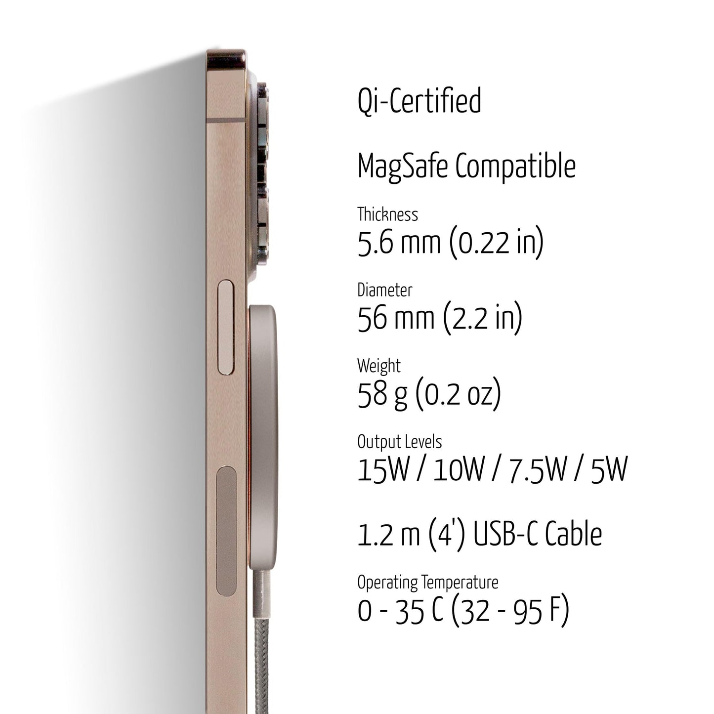 Cargador Inalámbrico Magnético dreem Empower Caramelo Piel Vegana Certificación Qi para iPhone