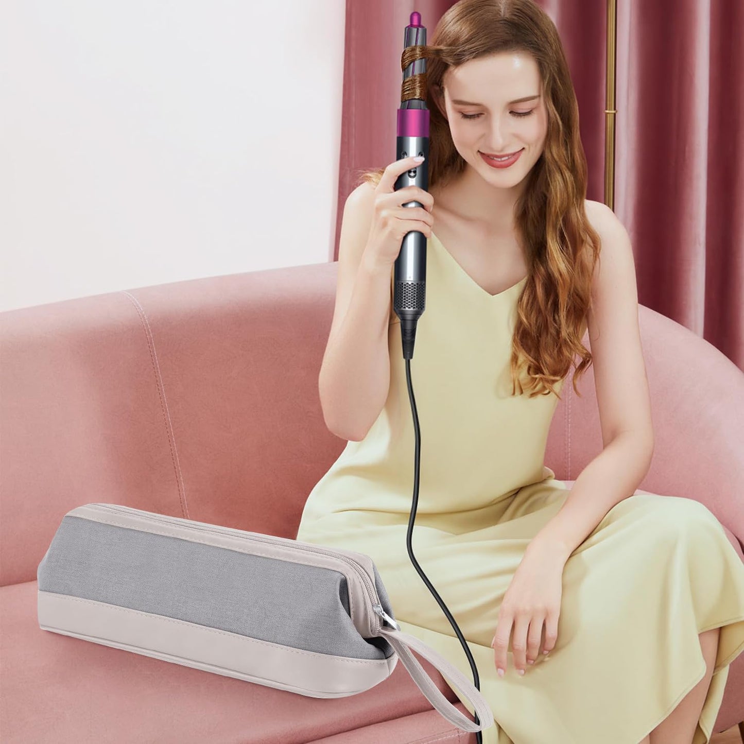 Funda De Viaje,Hair Tools Bolsa De Viaje,Compatible Con Dyson Airwrap/Shark Flexstyle,Adecuado Para Secadores De Pelo, Peines, Planchas De Pelo Y Bolsas De Cosméticos Multifuncionales. (Gris claro)