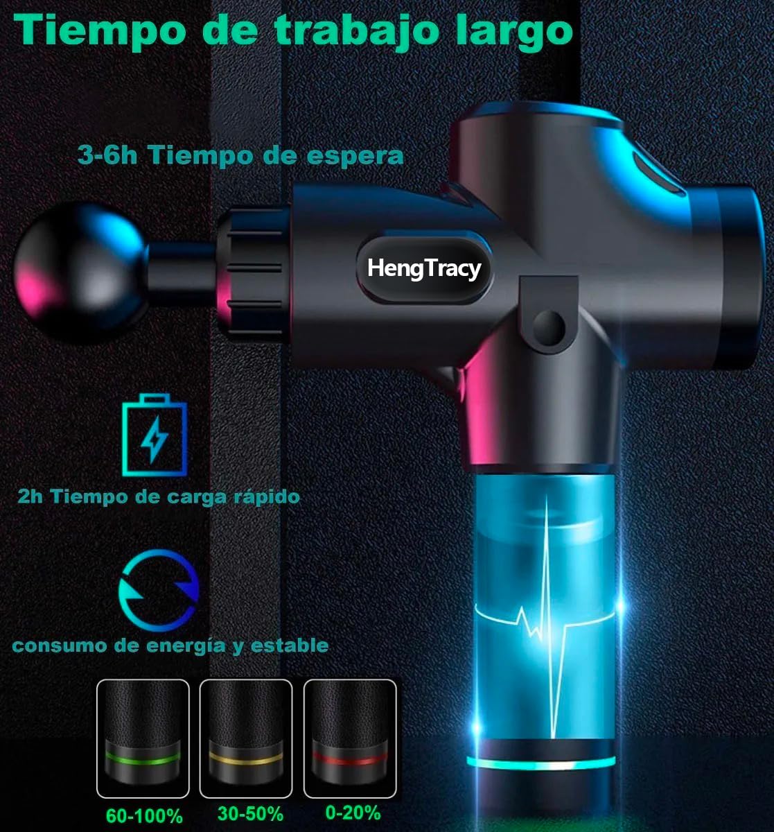 Pistola de Masaje, Massage Gun Inalámbrico Masajeador de Percusión de Tejido Profundo Ultra Silencioso 30 Velocidades Nuevo Estilo Masajeador Electrico Muscular de Relajación Corporal