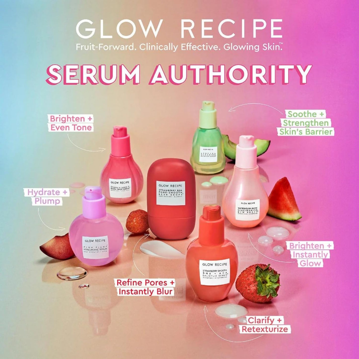 Glow Recipe Strawberry Smooth BHA + AHA Salicylic Acid Serum - Gentle Exfoliating Serum & Pore Minimizer Made with Mandelic, Azelaic Acid + Hyaluronic Acid - Clarifying & Calming Vegan Skincare (30ml)