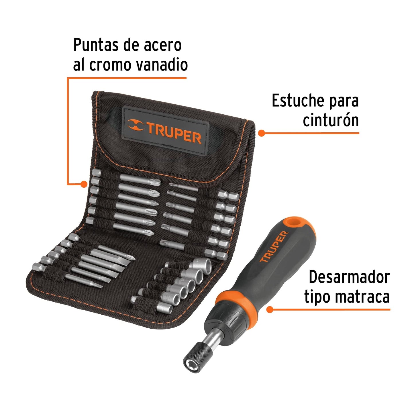 Desarmador Tipo Matraca Truper JDM-26 con 18 Puntas y 6 Dados