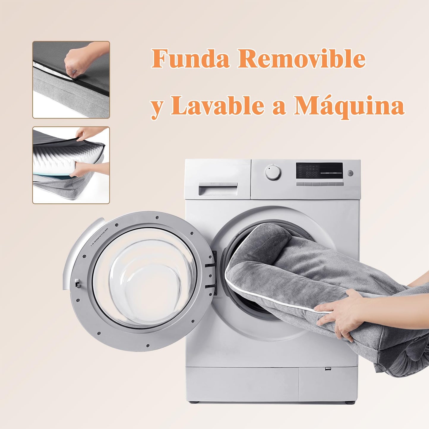 Lumewave Cama para Perro, Cama Ortopédica para Perros Extra Grandes, Cama L con Cojín Lavable, Sofá para Perros con Funda Removible y Fondo Antideslizante (Grandes Dimensiones, Gris)