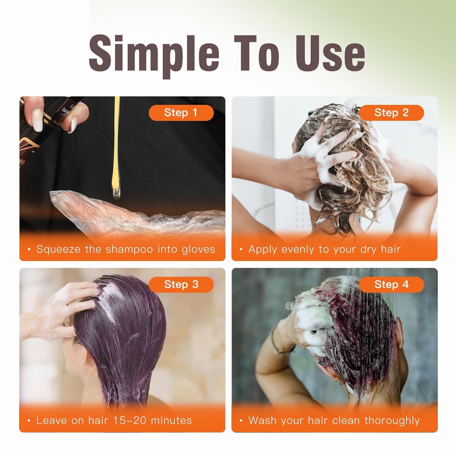 KILOMETS Champú para teñir el cabello/ Tintes Para El Cabello-Champú para teñir el cabello de castaño oscuro para mujeres-Cobertura de canas-Coloración instantánea con ingredientes herbales suaves-Larga duración-Sin amoníaco 500ML