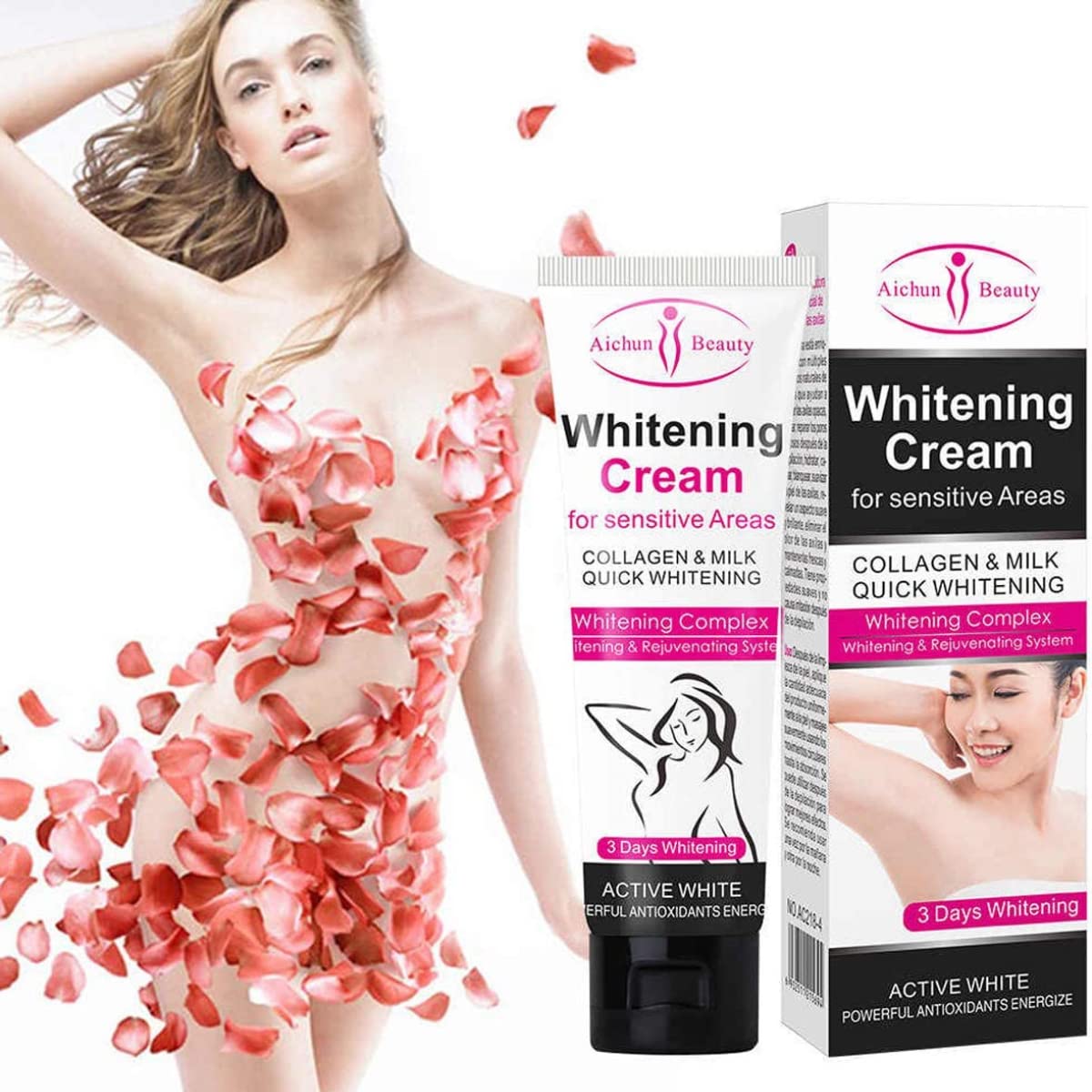 Conjunto Aclarante de Colágeno para Rostro y Axilas de Aichun Beauty - Kit Facial y Corporal de 3 Piezas