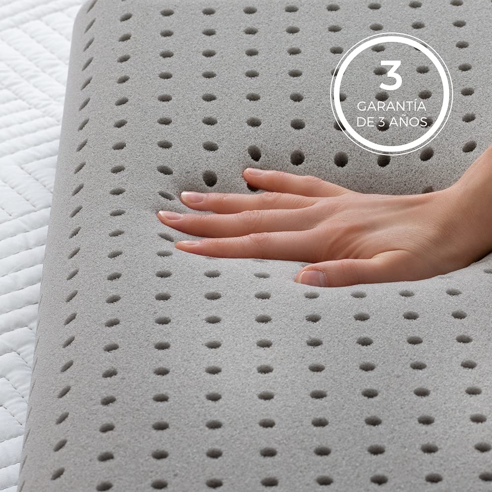 Linenspa - Almohada de Memory Foam con Carbón de Bambú - Hipoalergénica - Funda Lavable - Diseño Ventilado y Antibacterial - Ideal para Dormir de Lado, Boca Arriba o Boca Abajo - Tamaño Queen