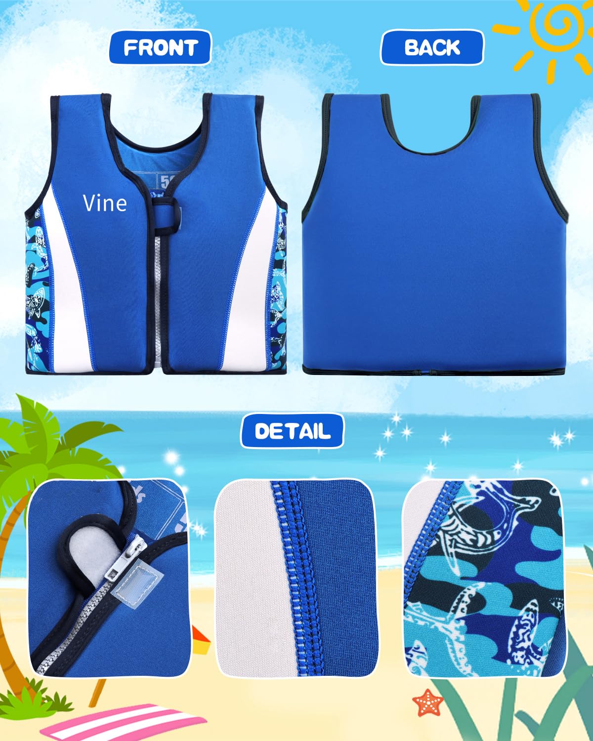 Chaleco de natación de neopreno para niños y niñas (3-4 años, D)