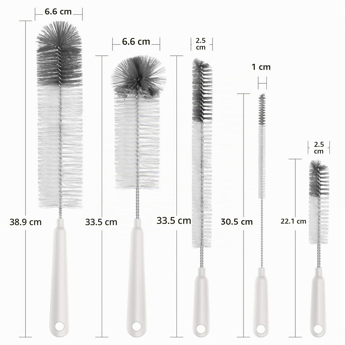 MR.SIGA Juego 5 Cepillos para Botellas con Soporte Almacenamiento, Blanco