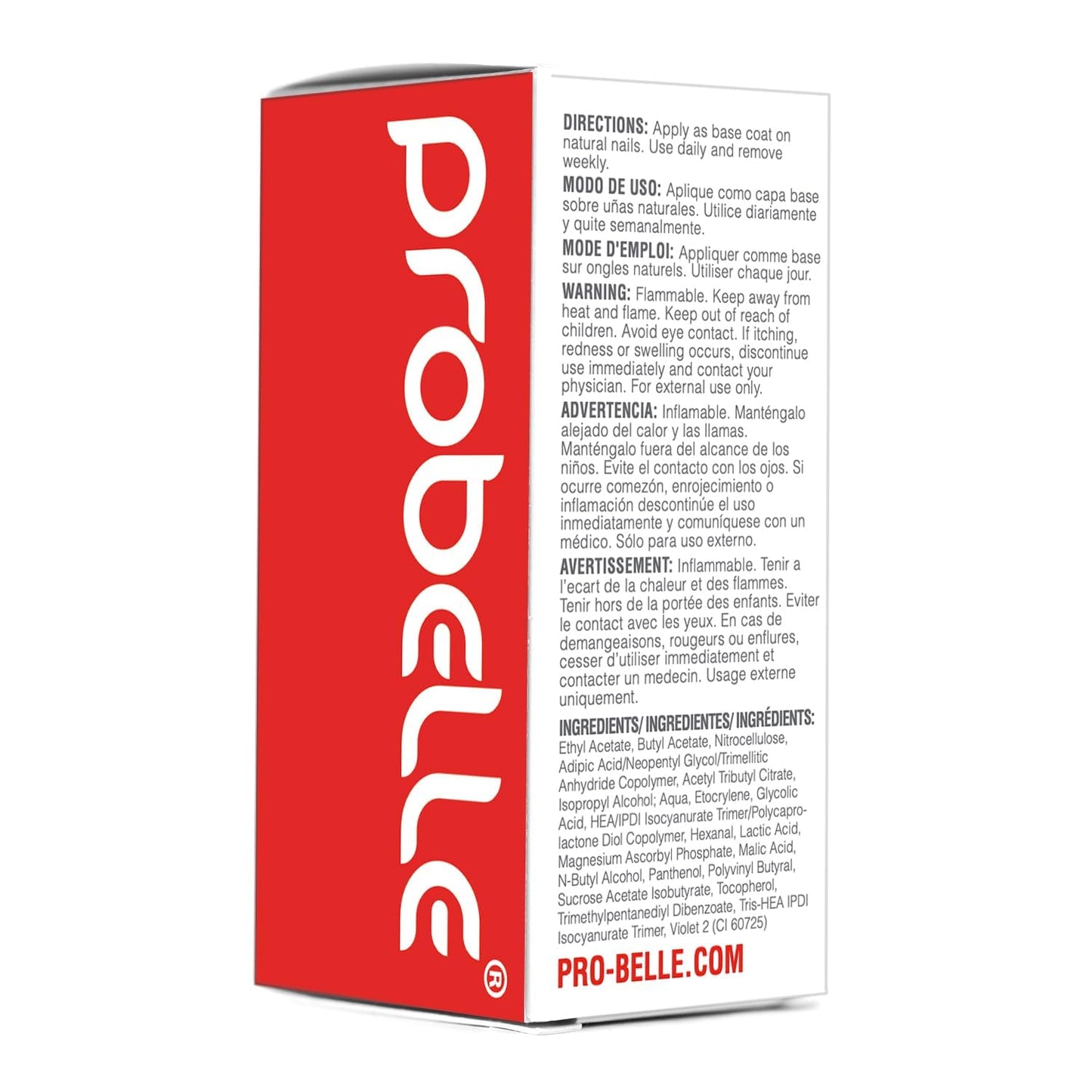 Probelle Fórmula fortalecedora de uñas, crecimiento y acondicionamiento de uñas, detiene fracturas, astillas, grietas y fortalece las uñas, transparente