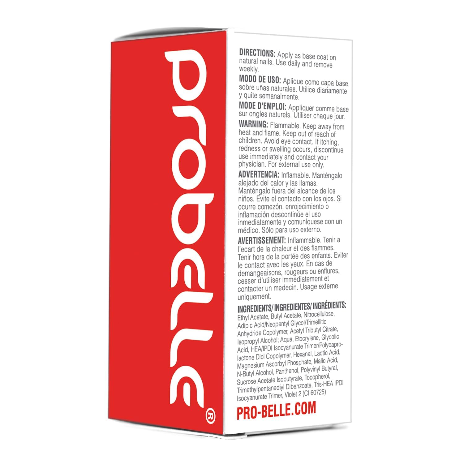 Probelle Fórmula fortalecedora de uñas, crecimiento y acondicionamiento de uñas, detiene fracturas, astillas, grietas y fortalece las uñas, transparente