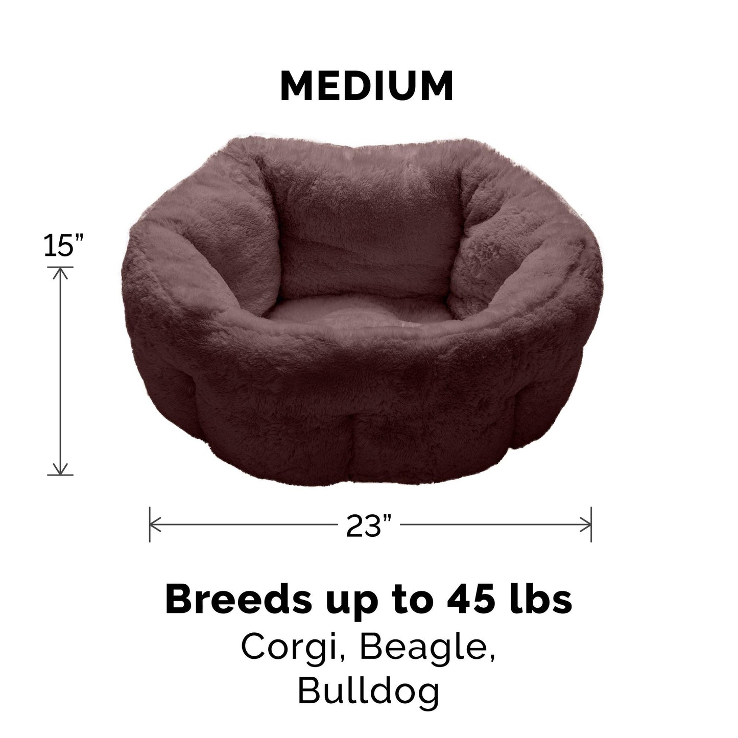 Furhaven 23" Round Medium Dog Bed Hi Lo Self-Warming Luxury Plush Faux Fur Cuddler, Washable - Sable Brown, Medium