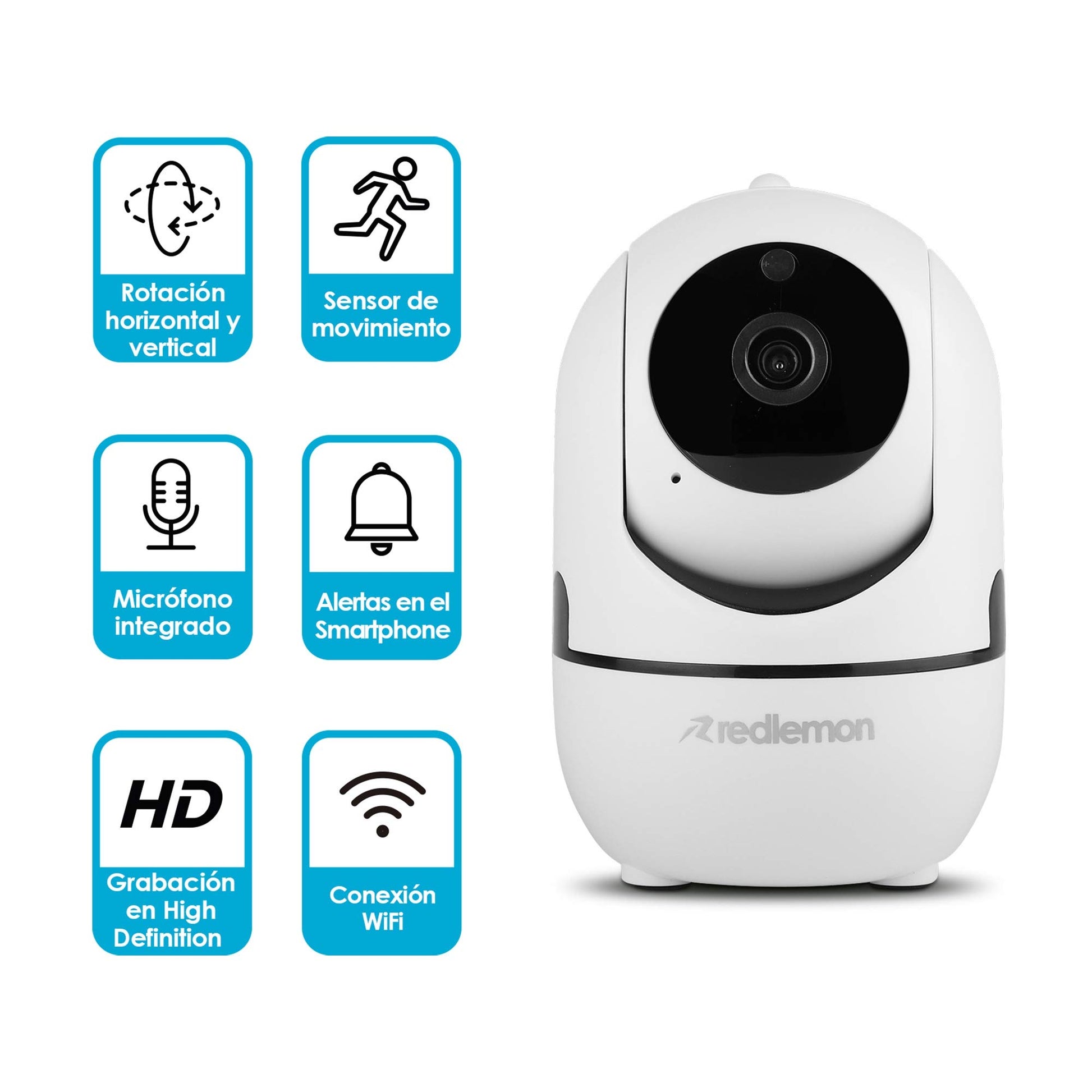Cámara de Seguridad WiFi HD Redlemon 360° con Visión Nocturna y Detección de Movimiento para Bebé
