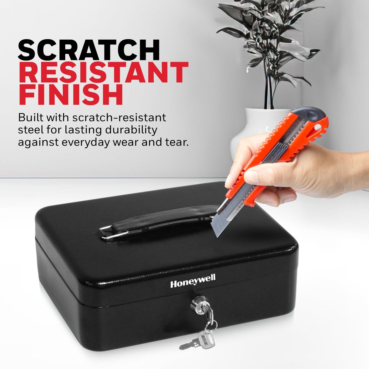 Honeywell Safes & Door Locks - 6112 Standard Steel Cash Box with Key Lock, Black