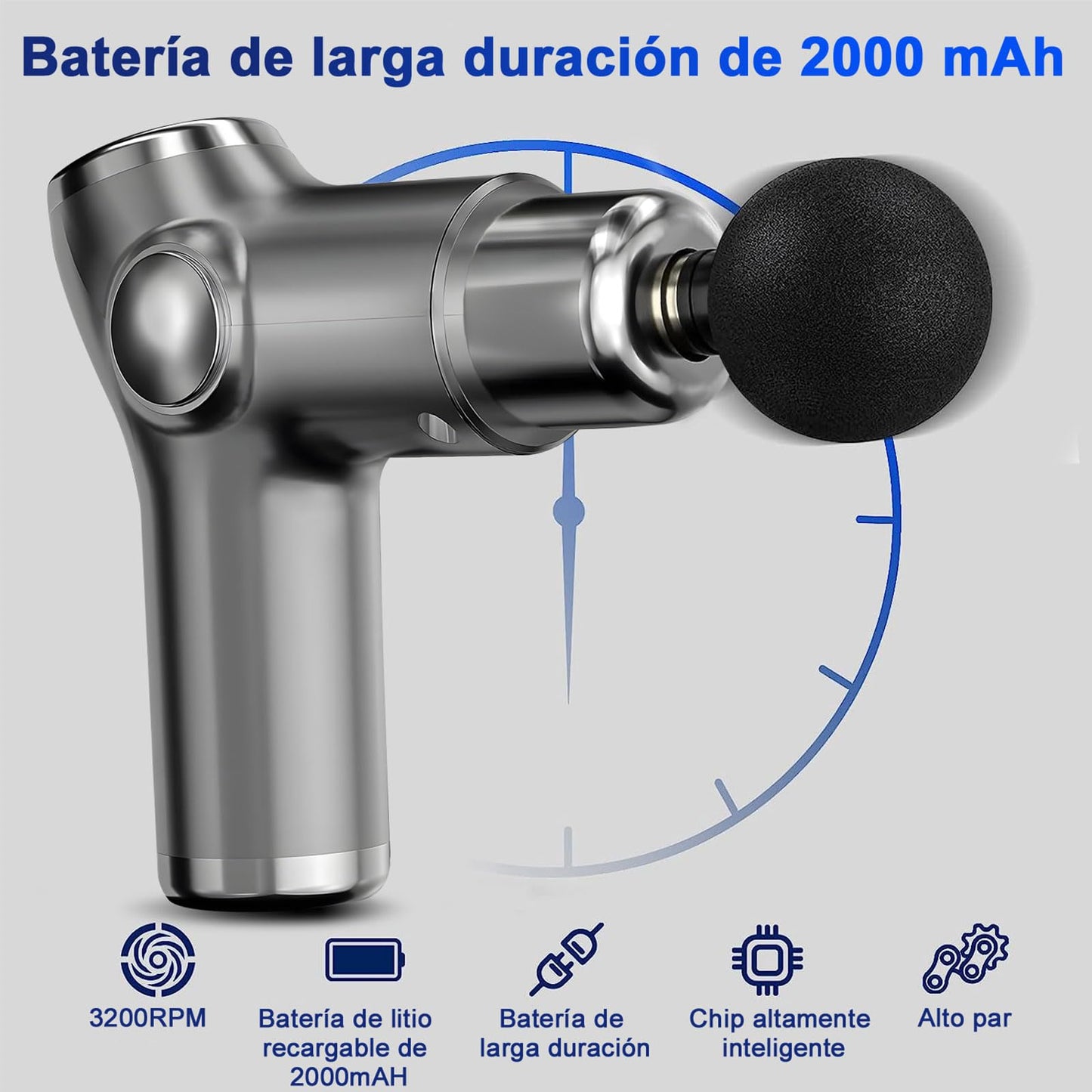 Pistola De Masaje Muscular, Fascia Gun,Masajeador Muscular De Tejido Profundo, Masajeador Deportivo Relajante EléCtrico PortáTil, Cuerpo De 8 Cabezas, Adecuado para El Hogar Y Los Viajes