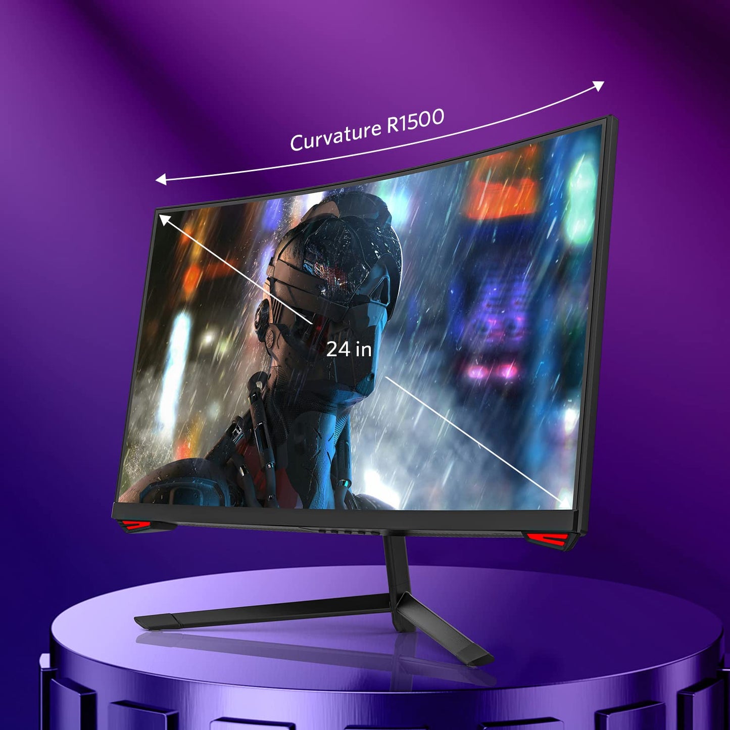 Fiodio Monitor LED Curvado de 24 Pulgadas de 144 Hz Full HD 1080P HDMI VGA, Compatible con Montaje en Pared VESA (Cable DP Incluido), 24H3G