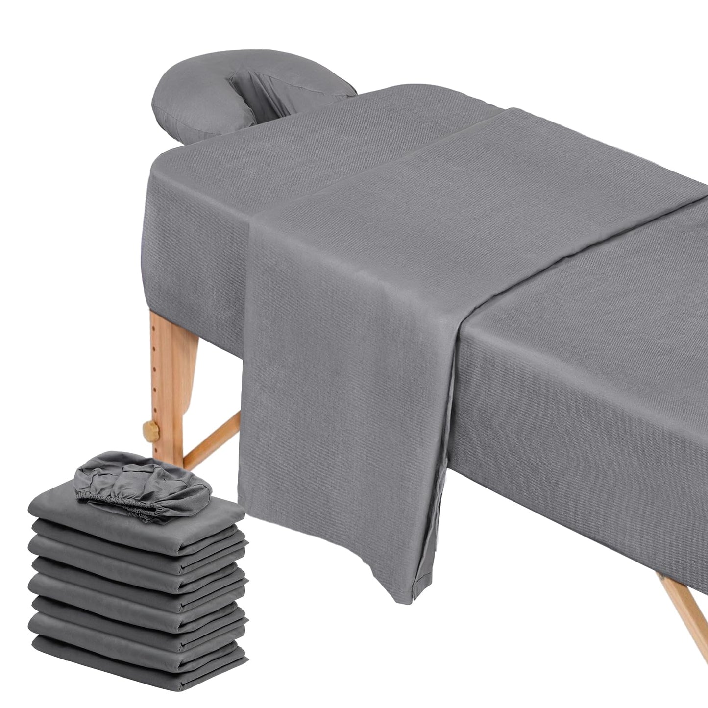 Juego de Sábanas de Microfibra para Mesa de Masaje con Funda Gris para Salón de Belleza y Spa