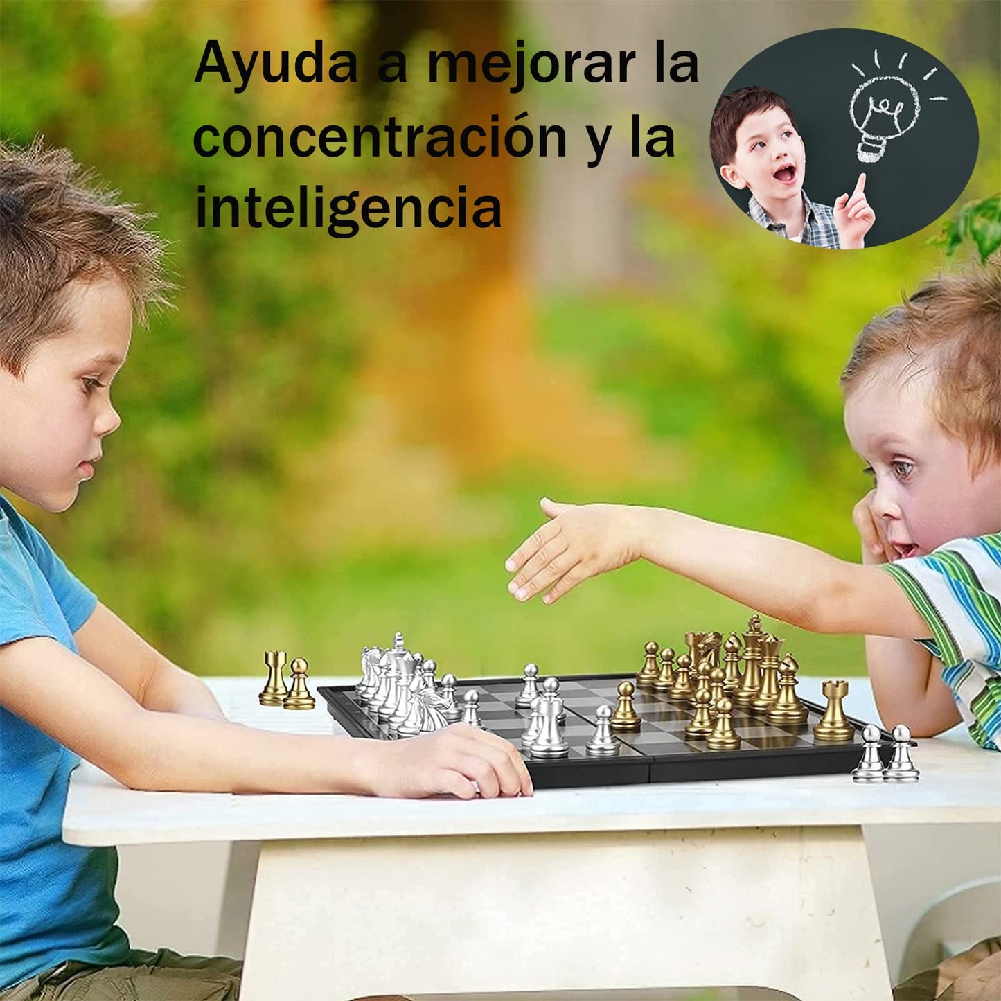 Ajedrez Profesional RW0YE Negro imantado Plegable para Niños y Adultos