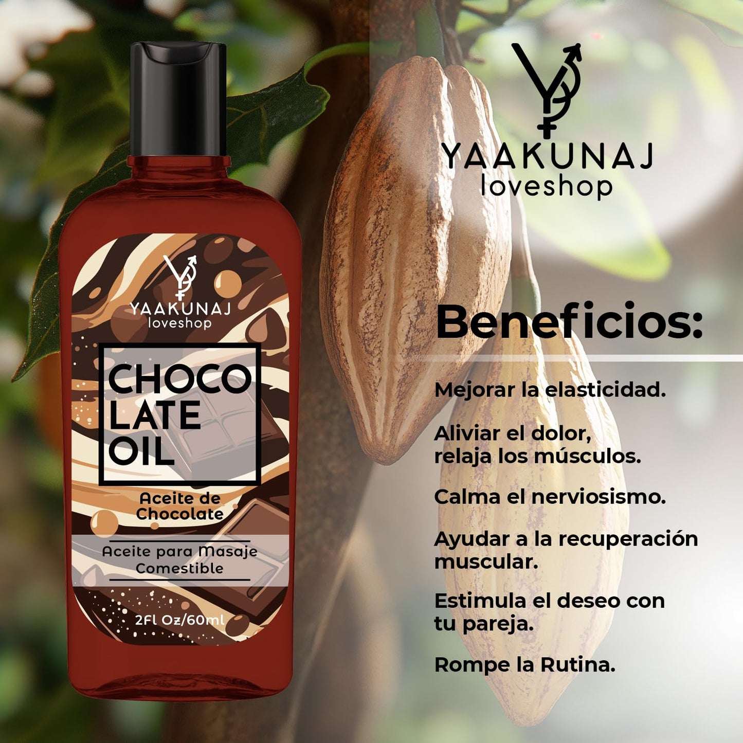 Aceite Para Masajes YAAKUNAJ LOVESHOP Chocolate Saborizante