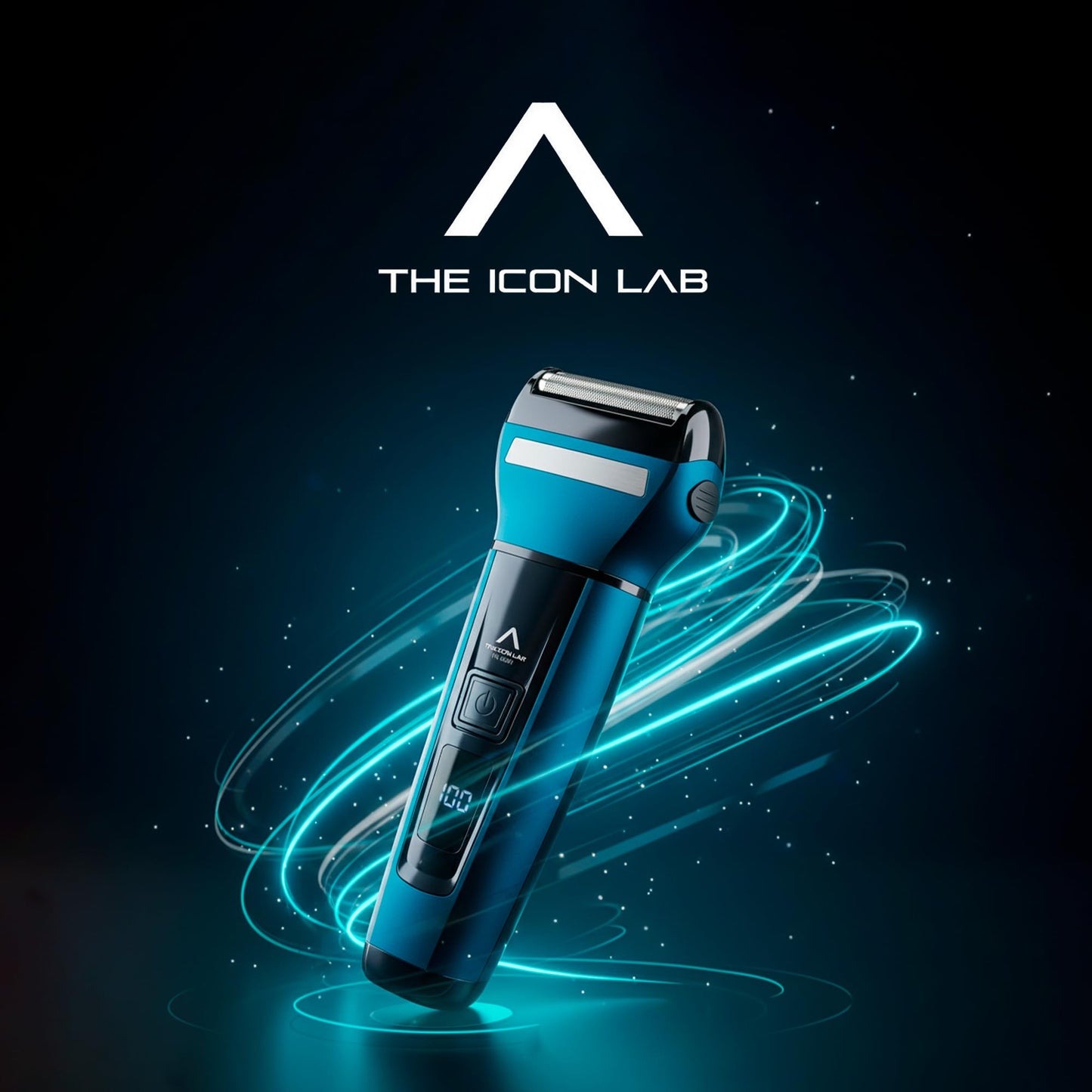 THE ICON LAB | Kit de Afeitado Inalámbrico | Pantalla LCD | Motor 6 800 RPM | Red de Cuchillas Flotantes + 3 en 1 | Resistente al Agua | 80 Min de Uso | Recargable USB | Regalos para Hombre