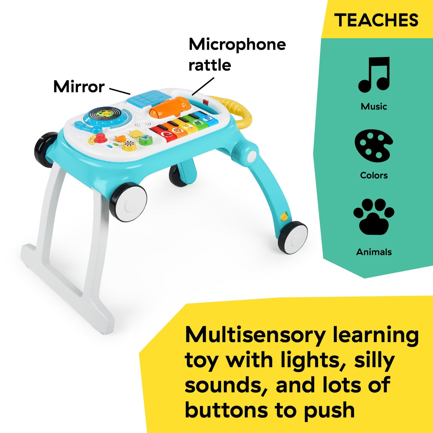 Baby Einstein Musical Mix 'N Roll 4 en 1 caminador de actividades y mesa, a partir de 6 meses