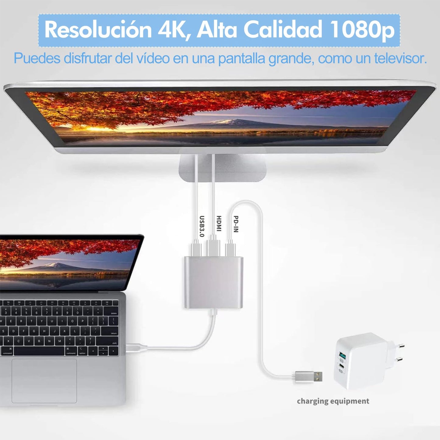 Adaptador USB C a HDMI JUWUBABS Plata 4K para Dispositivos USB-C