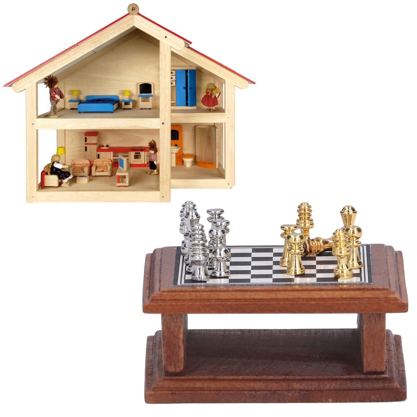 Juego de Mesa de ajedrez, Juego de ajedrez en Miniatura Mini colección de decoración Exquisita para el hogar