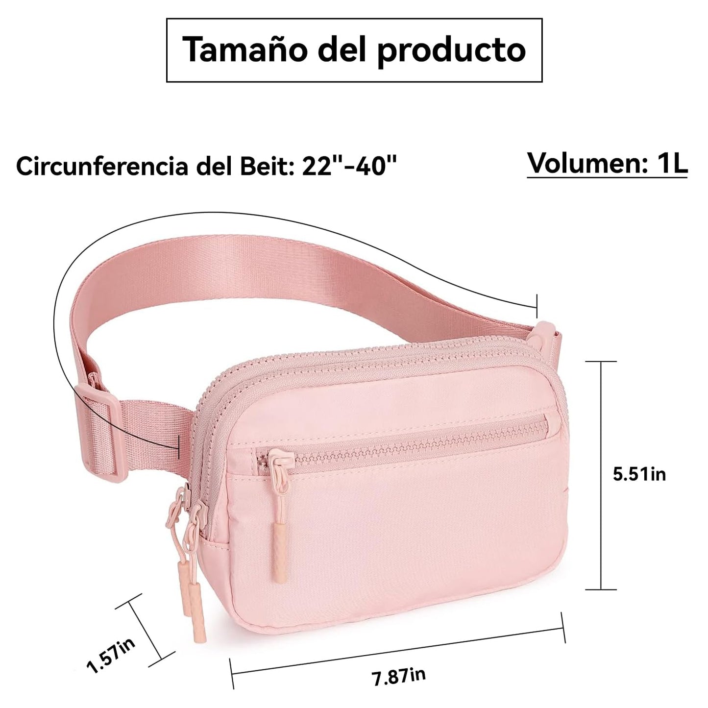CXJYSD Riñonera de moda casual para hombres y mujeres,correa de hombro ajustable multifuncional,bolso cruzado con 4 bolsillos con cremallera, adecuado para hacer ejercicio,correr (rosa-02)
