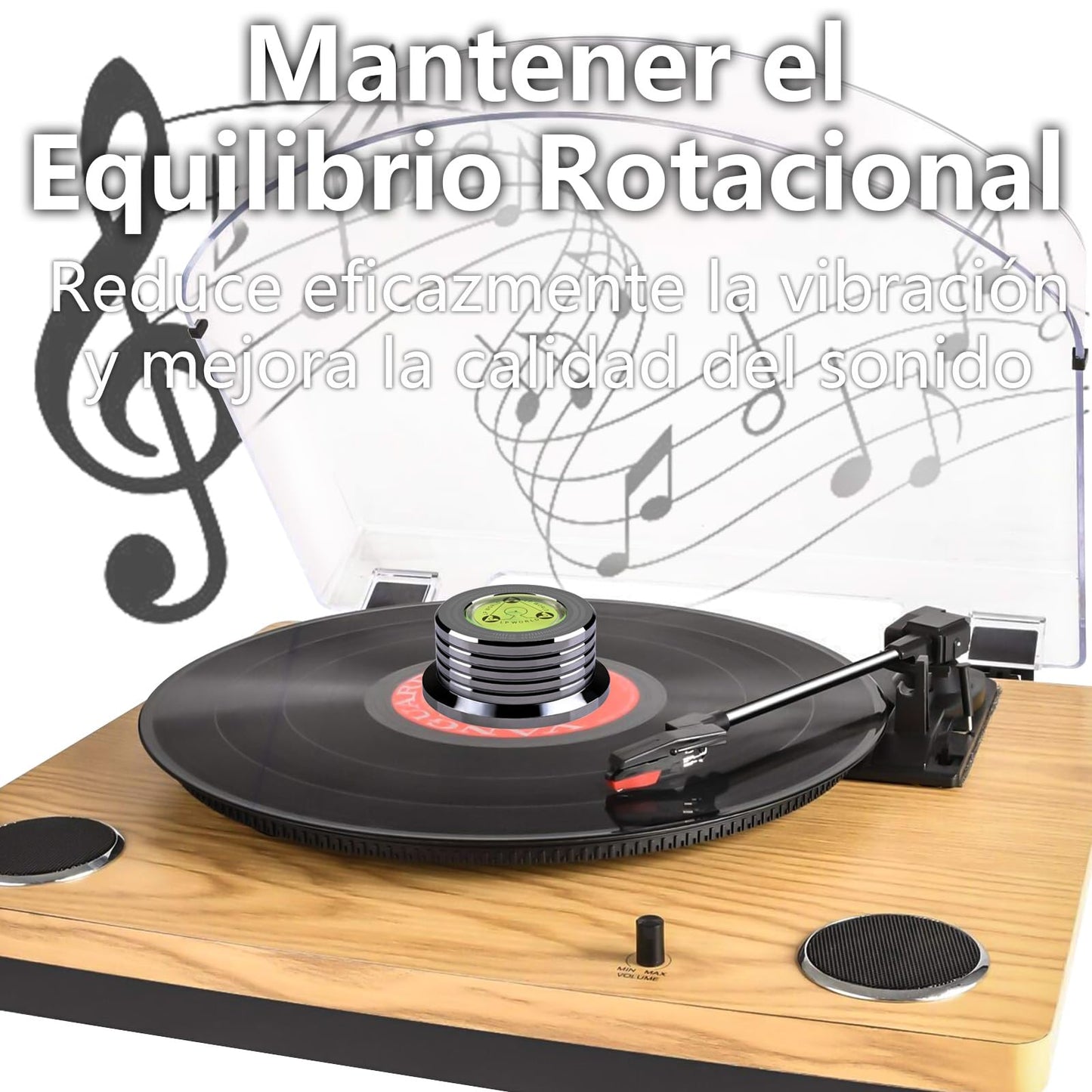 Estabilizador de Discos de Vinilo UTHBVSVK 50Hz Negro con Nivelación y Medición de Velocidad 280g