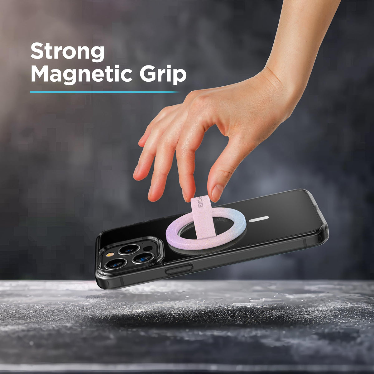 Soporte Magnético para Teléfono Compatible con MagSafe, Paquete de 2, en Brillo Claro y Sueño Degradado, con Bucle de Silicona para iPhone